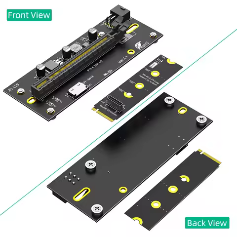 TISHRIC 32Gbps PCI-E 4.0 16X to M2 M.2 for NVME 2242/2260/2280 SSD Riser Card ATX 6Pin 12V 90 Degree