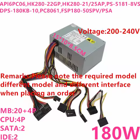 New PSU For Lenovo 180W Power Supply API6PC06 HK280-22GP HK280-21AP HK220-25AP PS-5181-8VS PC8061 FS