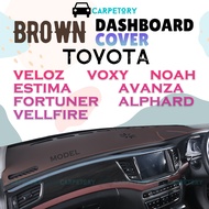 Toyota Veloz Fortuner Estima ACR50 Avanza Vellfire Alphard Voxy F600 F650 AN150 AH10 AH20 Brown Leather Dashboard Cover