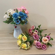 Mother's Day # Gift 9Heads Artificial Silk Rose Flowers Penoy Bouquet Artificial Holding Flowers Favors Wedding Party Decor