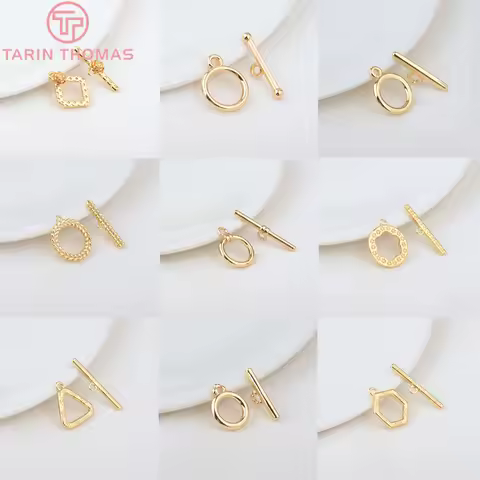 (3439)6 Sets 24K Gold Color Plated Brass Bracelet O Toggle Clasps High Quality Diy Jewelry Making Fi