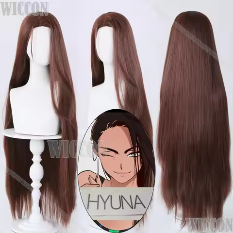 Hyuna Anime Alien Stage Cosplay Prop Long Straight Brown Wig Tattoo Sticker Women Girl Cos Outfit Ha