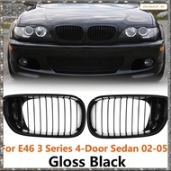[L W H Y] Gloss Black Front Hood Kidney Grill for -BMW E46 3 Series 2002-2005 4D Sedan 318I 320I 323