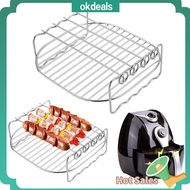 OKDEALS Double-deck Baking Tray Air Fryer Accessories Tray Rack Baking Dishes Grill Rack Air Fryer Rack