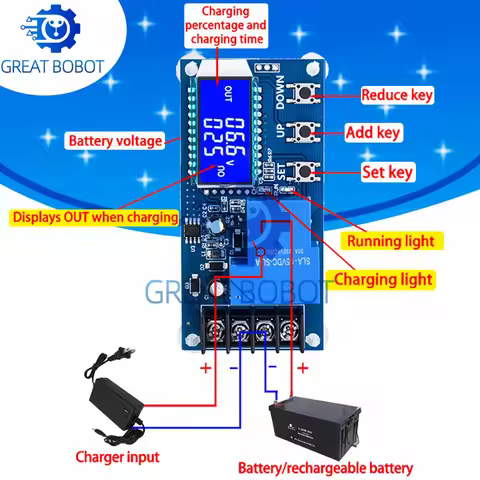 BS XY - L30A Storage Battery Charging Control Module! 6 - 60V , 30A , with Protection Board, Time Sw