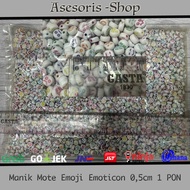 0.5cm White Emoji Emoticon Beads 1 PON | Mote Emoji Round Mini Smile Emoticon 1 PON