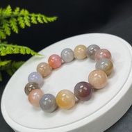 精品精選天然珊瑚玉手串玉化多彩菊花石手錬異象花紋女手飾15.5mm