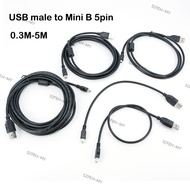 0.3-5M Mini B 5pin USB male extend Cable To USB male T port 5p Fast Data power Charger For Player Ca