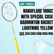 YONEX Nanoflare 1000Z Badminton Racket with Case - Lightning Yellow (824) - Various Weights Availabl