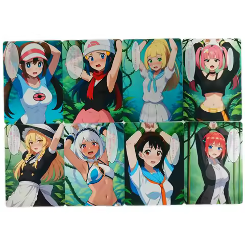 8pcs/set Nude Card Pokémon Trainer Naruto Lilii Dawn Anime Goddess ACG 18+ Comics Pokémon Collection