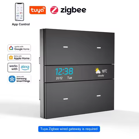 M8 pro Zigbee smart switch panel 4 Gang Tuya Intelligent Wall Electric Light Switch Voice App Contro