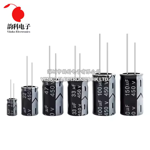 5pcs 450V Aluminum Electrolytic Capacitor 1UF 2.2UF 3.3UF 4.7UF 10UF 22UF 33UF 47UF 68UF 82UF 100UF 