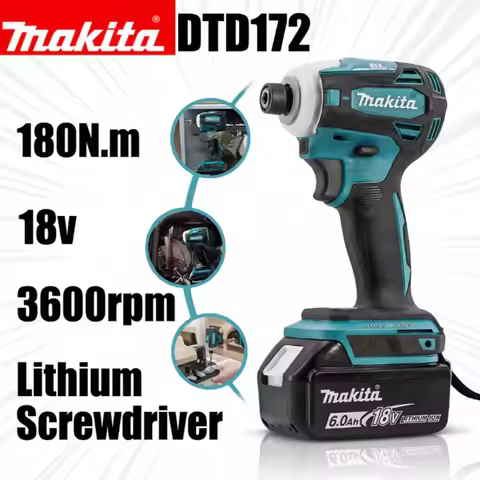 Makita DTD172 Cordless Brushless Electric Driver 18V Battery 180N.m Impact Driver Electric Drill Hom