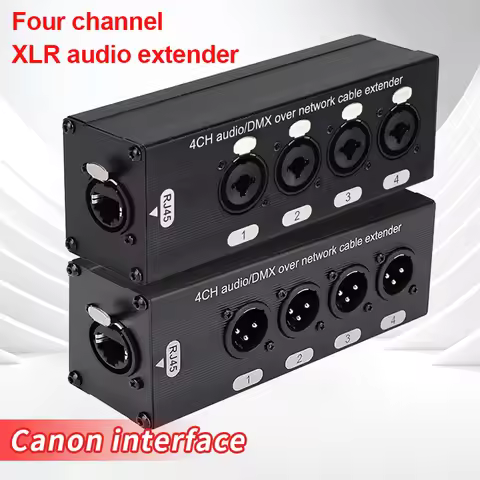1Pair 4-Channel 3-Pin XLR Or 6.3Mm Audio And DMX Over Network Cable Extender, DMX512 Network Signal 