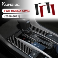 KUNGKIC Soft Carbon Fiber For Honda CIVIC FC FK FK8 2016-2021 Car Gear Shift Outer Frame Trim Interi