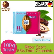 Ritter Sport 55% Smooth Dark Chocolate Ghana Cacao 100g (Made in Germany)