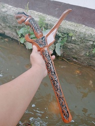 golok ukiran naga pisau gagang naga hitaman golok ukir