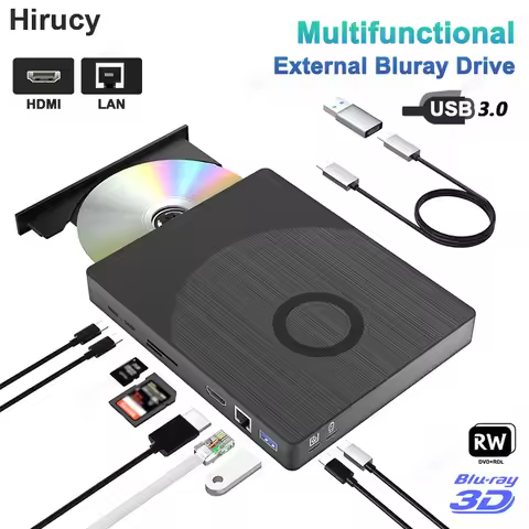 Multifunctional External Bluray Drive with HDMI and LAN Interfaces BD DVD CD -/+RW Optical Drives fo