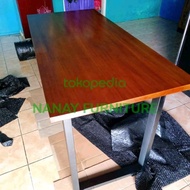 meja kayu mahoni kaki besi hollow galvanis 4x6cm