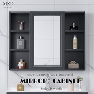 MZD Minimal Space Aluminum Bathroom Mirror Cabinet, Toilet Wall Mounted Storage Box, Wall Mounted Cabinet, Moisture-proof Strip Storage Mirror Cabinet