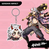 GANTUNGAN Genshin Impact Arataki Itto Keychain | Arataki Itto GI Keychain | 2-Sided UV Acrylic Merch