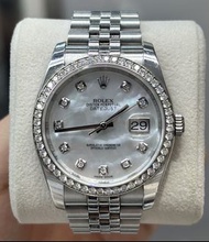 Rolex 116244NG 原裝鑽石圈鑽石紙貝殼面