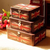 zakka 生活雜貨 大款 復古懷舊 英國國旗 英倫風 米字旗 馬口鐵收納盒 鐵盒 方盒 鎖盒 IBO10B3