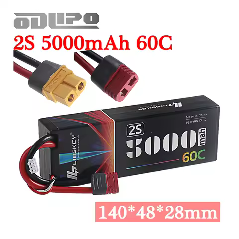 2S 7.4V Lipo Battery for 5000mAh 60C Hard Case with T Plug For RC Car Truck Tank Racing Hobby