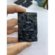 D2462 Carved Natural Black Jade A Product/Guanyin Dragon Phoenix Chengxiang Double-Sided Brand Penda