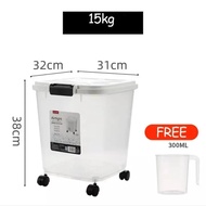 Rice bucket with wheels airtight rice dispenser 25kg storage container insectproof moistureproof ric
