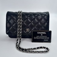 「JL精品代購」 香奈兒經典黑銀牛woc鏈條包