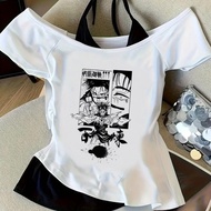 Cropto Anime Baddie Cropped Top - Vintage Style T-Shirt