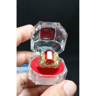 926 SILVER COMBINATION GOLD RING WITH GENUINE HESSONITE GARNET STONE natural