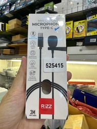 ไมค์ออกกล้อง หัวไทซี Rizz E-036E ไมค์ไลฟ์สด ไมค์อัดเสียง ไมโครโฟน Type c ไมค์ร้องเพลง ยาว 3ม.  ไมโคร