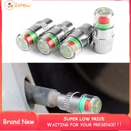 Ishow: 4pcs Dust Monitor Wheel Car Tyre Caps Tire Pressure 38-32-36 PSI