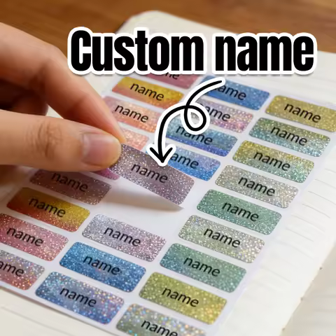 30-240Pcs Custom Color Shiny Name Tag Stickers,Personalized Stickers,Name Stickers,Stickers For Kids