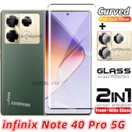 Infinix Note 40 Pro 5G Tempered Glass Film 2 in 1 Screen Protector For Infinix Note 40Pro 40 Note40 Pro Note40Pro + Plus 5G 4G 2024 Tempered Glass Full Cover Front Film Back Lens
