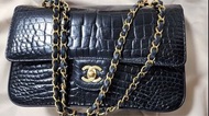 Chanel vintage 黑金鱷魚皮CF鏈條包。中古款，價格超甜🥰🥰