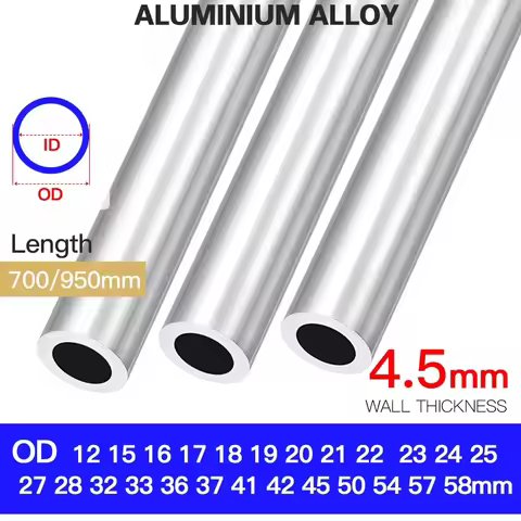 Aluminium Pipe 4.5mm Thickness 12-58mm OD Straight 300mm 500mm Long Round 6063 Aluminum Alloy Tube