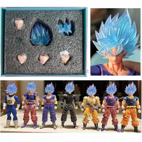 In Stock New Customized S.H.Figuarts Justice, SHF Son Goku Vegeta Blue Head Sculpture Action Figures