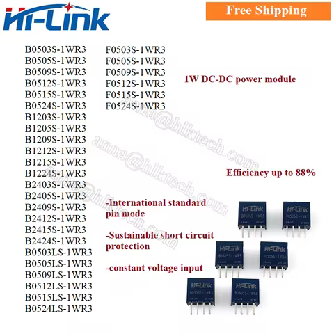 Free Shipping 10pcs B0505S-1WR3 B0509S B0512S B0515S B0524S 303mA 200mA 5/9/12/15/24V 1W DCDC Isolat