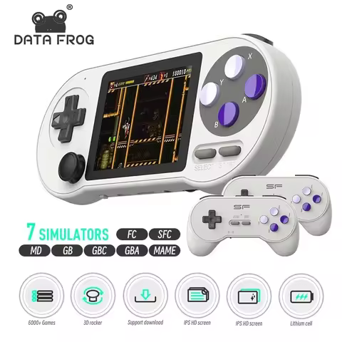 DATA FROG SF2000 Portable Handheld Game Console 3 Inch IPS Retro Game Consoles Built-in 6000 Games R