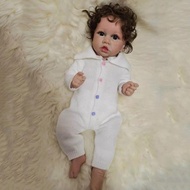 Sn* Mainan Boneka Reborn Babybayi Mata Abuabu Mirip Asli Bahan Silikon