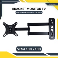GANTUNGAN TaffWare Telescopic TV Bracket VESA 100x100 For 10-26 Inch TV Wall Bracket TV Hanger Led L