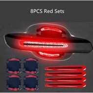 8Pcs / Set 3D Car Door Handle Reflective Safety Sticker/ Universal Carbon Fiber Paint Scratch Protec