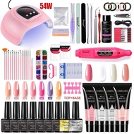 Nail Extension Kit Acrylic Gel Polish Nail Polish with UV LED Nail Lamp Manicure Kit and Base Coat T