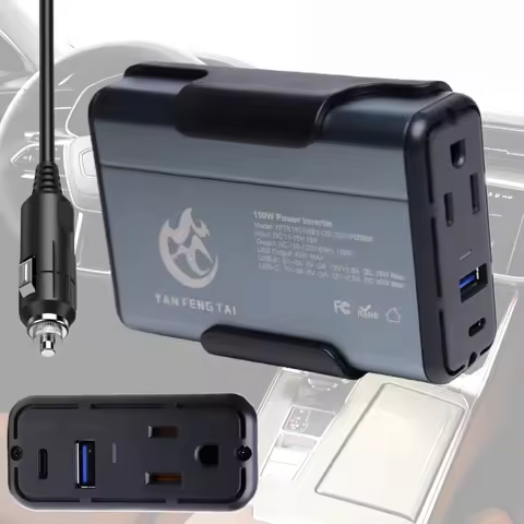 DC 12V to 110V AC Car Converter 150W Power Inverter with 4.8A Adapter PD 30W and QC3.0 18W