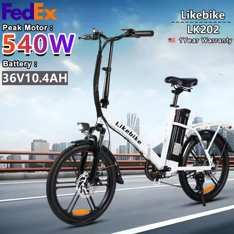 E Bike 540W Peak Power 36V10.4AH Removable Battery Electric Bike Dual Disc Brakes 20"*1.95-inch Tire