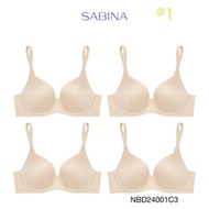 ( Set 4 ชิ้น ) Sabina Perfect Bra Level 1 เสื้อชั้นใน ไร้ตะเข็บ มีโครง รหัส NBD24001C3 - สีเนื้อเข้