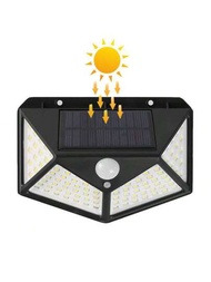 1入組IP65太陽能百LED太陽能庭院路旁壁燈夜間照明太陽能燈PIR動態感應戶外太陽能燈防水戶外燈具